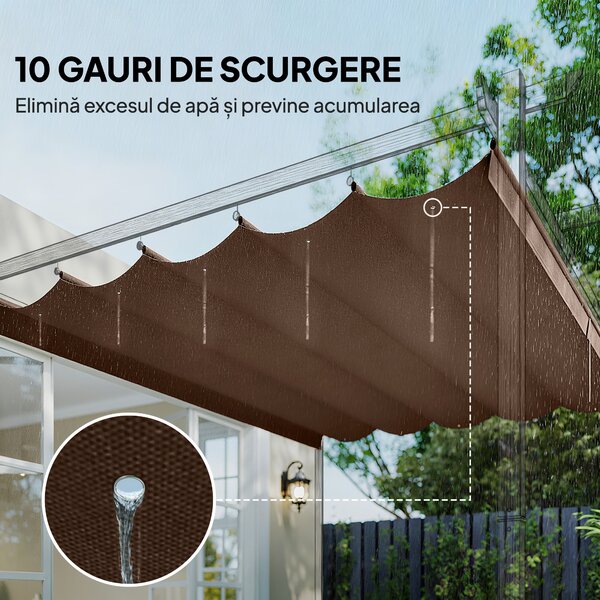 Outsunny Tettuccio di Ricambio per Gazebo 3x3 m con 10 Fori di Drenaggio Grigio | Aosom Romania