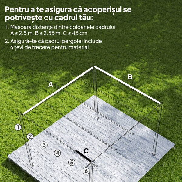 Outsunny Tettuccio di Ricambio per Gazebo 3x3 m con 10 Fori di Drenaggio Grigio | Aosom Romania