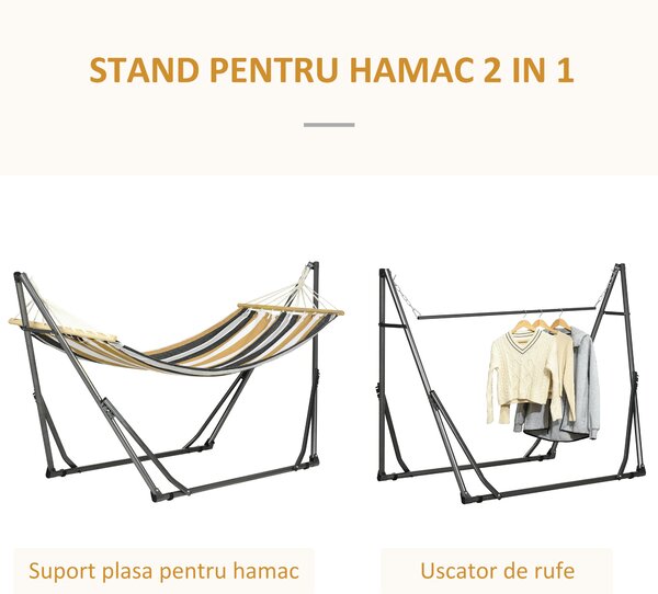 Outsunny Supporto con Amaca Autoportante Pieghevole in Cotone e Acciaio | Aosom Romania