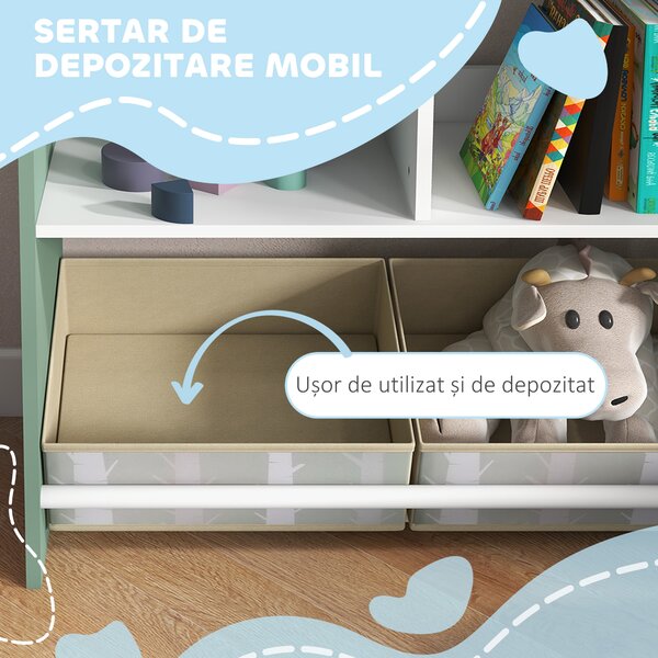 ZONEKIZ Raft Jucării cu Sertare și Rafturi Detașabile, Raft Organizator, Verde | Aosom Romania