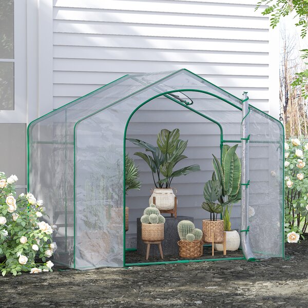 Outsunny Sera Cabina Portabila 6' x 3' x 6', Folie PE, Sera de Gradina cu Cadru de Otel, Usa cu Fermoar, Aerisire Superioara, pentru Flori, Legume, Puieti, Plante Tropicale, Verde | Aosom Romania