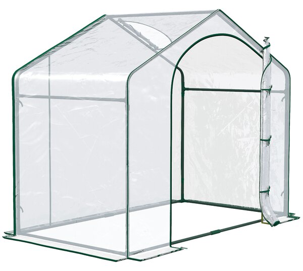 Outsunny Sera Cabina Portabila 6' x 3' x 6', Folie PE, Sera de Gradina cu Cadru de Otel, Usa cu Fermoar, Aerisire Superioara, pentru Flori, Legume, Puieti, Plante Tropicale, Verde | Aosom Romania