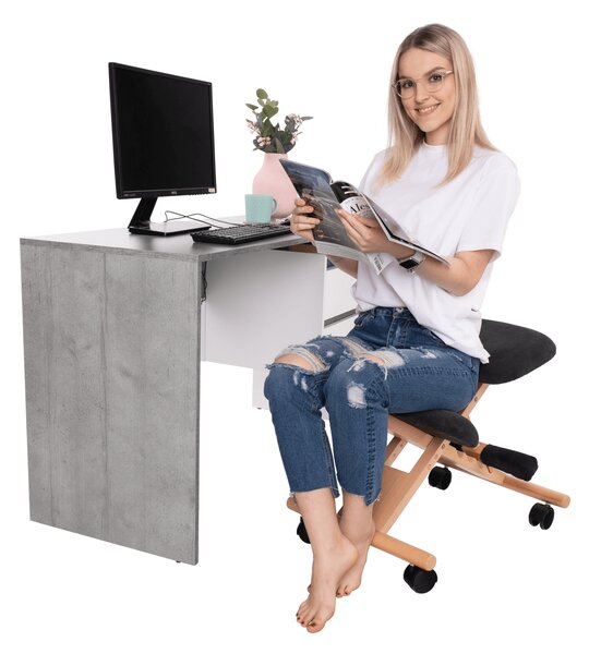 KONDELA Scaun genunchi ergonomic, negru / fag, GROCO