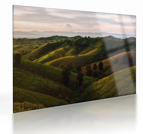 Tablou pe sticlă - Priveliște spre dealurile din Thailanda (70x50 cm)