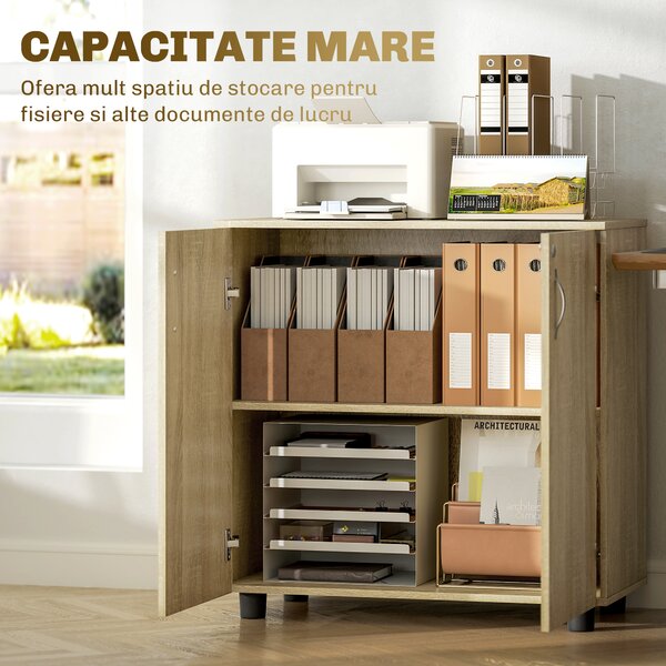 Vinsetto Dulap pentru documente cu încuietoare, 2 uși și raft intern, 80x40x80 cm, culoare stejar | Aosom Romania