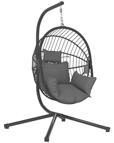 Outsunny Scaun Suspendat Ou, Inclusiv Pernă, Fotoliu, 120 cm x 106 cm x 188 cm, Gri | Aosom Romania