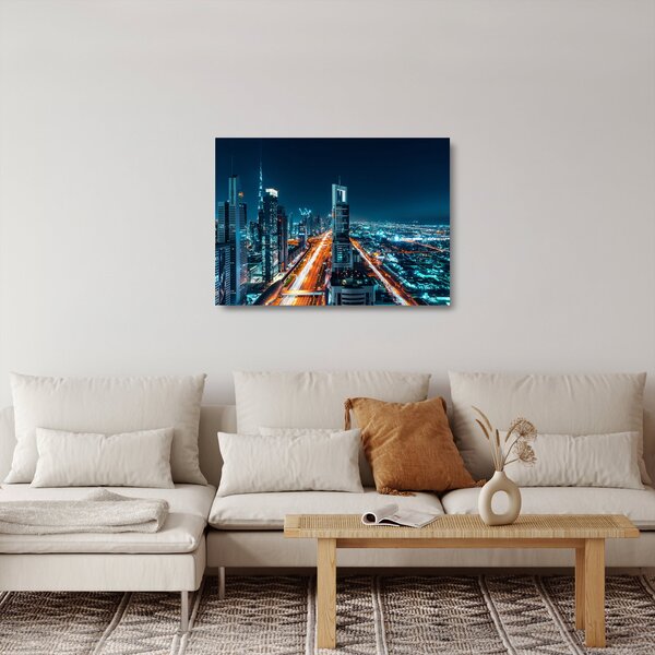 Tablou pe sticlă - Noaptea la Dubai (70x50 cm)