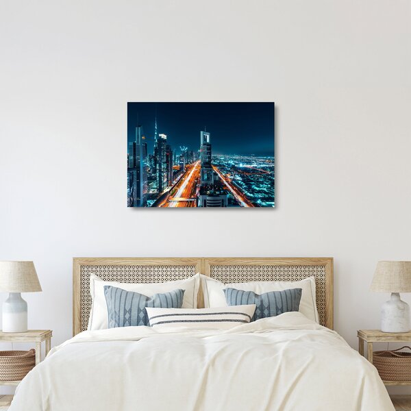 Tablou pe sticlă - Noaptea la Dubai (70x50 cm)