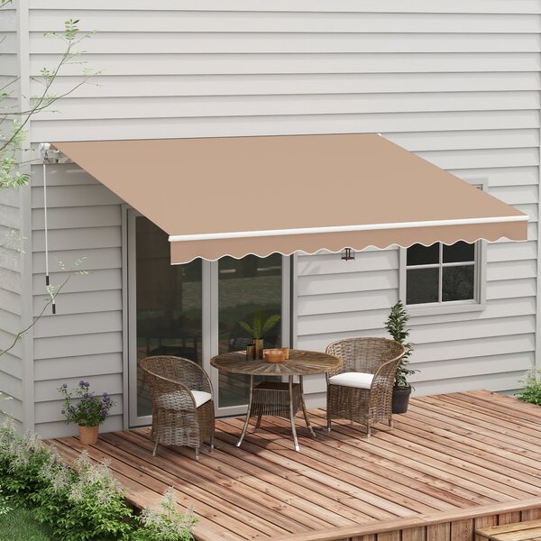 Outsunny Copertină Pliabilă pentru Exterior, Copertină Tip Roll-Up cu Deschidere Manivelă, 350x250 cm, Galben | Aosom Romania