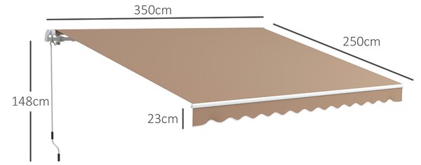 Outsunny Copertină Pliabilă pentru Exterior, Copertină Tip Roll-Up cu Deschidere Manivelă, 350x250 cm, Galben | Aosom Romania
