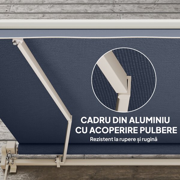 Outsunny 3,6 x 2,5 m Copertină Retractabilă cu Manivelă pentru Terasă, Grădină, Alb Crem | Aosom Romania