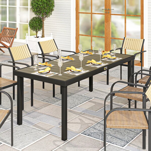 Outsunny Aluminum Outdoor Patio Dining Table for 8 for Garden Lawn Backyard, Natural | Aosom Romania