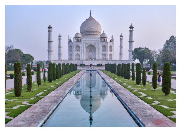 Tablou pe sticlă - Taj Mahal în răsăsrit de soare (70x50 cm)