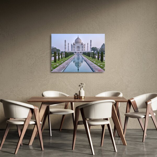 Tablou pe sticlă - Taj Mahal în răsăsrit de soare (70x50 cm)