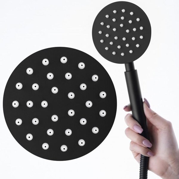 Erga Studio, set de duș ascuns cu cap de ploaie 30 cm și sistem i-BOX, negru mat, ERG-YKA-BP.STUDIO 30 BLK
