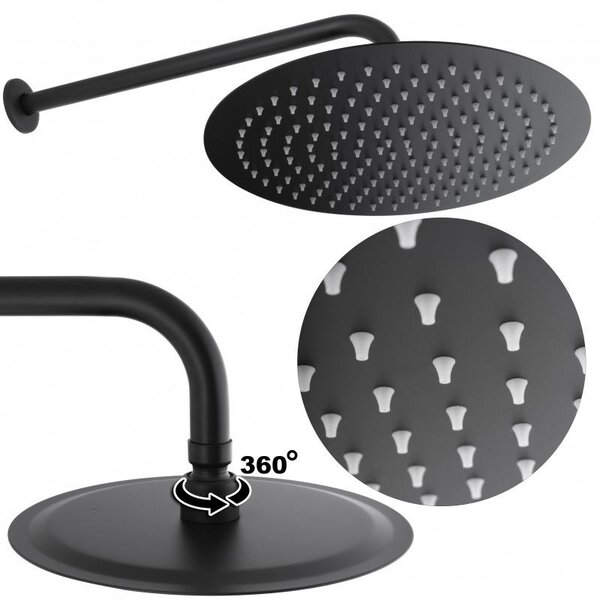 Erga Studio, set de duș ascuns cu cap de ploaie 30 cm și sistem i-BOX, negru mat, ERG-YKA-BP.STUDIO 30 BLK