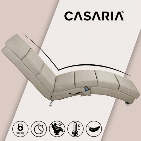 Șezlong LONDON cu funcție de masaj și încălzire, 186×55×89cm, bej Casaria