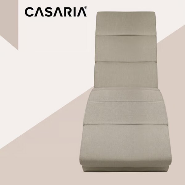 Șezlong LONDON cu funcție de masaj și încălzire, 186×55×89cm, bej Casaria