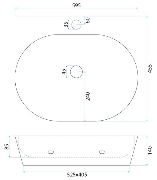 Lavoar ceramic pentru blat REA Kim 60