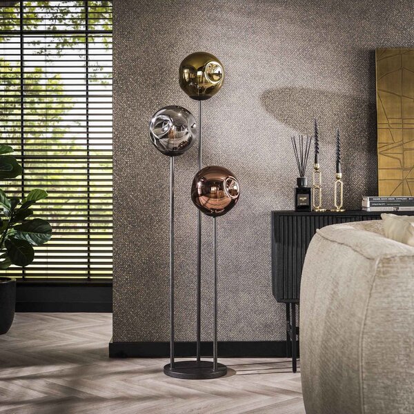 Zijlstra Lampadar Stellar, 3 becuri, sticlă, metal, multicolor, Multicolor, Camera de zi / sufragerie, Sticlă