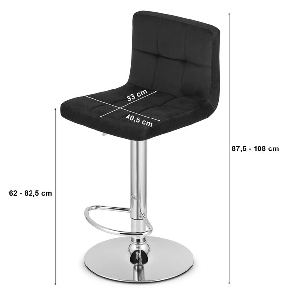 Scaun de bar negru PROT VELVET