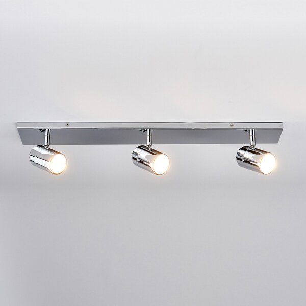 Lindby Plafonieră Dejan, 65 cm, 3 becuri, crom, IP44, reglabil, Metalic, Baie, Metal, Modern