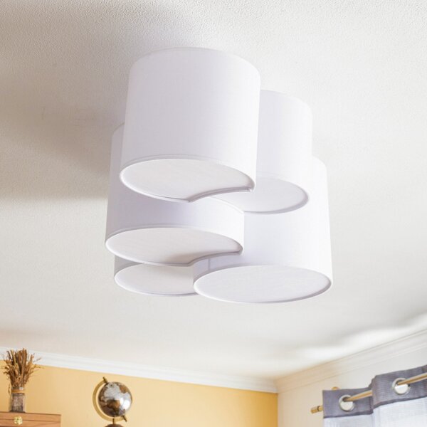 TK Lighting Plafonieră Mona cu 5 becuri, alb, reglabil, Alb, dormitor, Țesătură / Textil, Modern