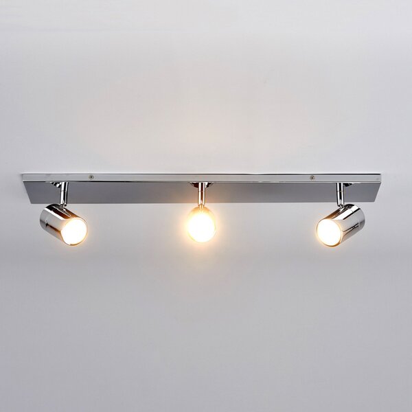 Lindby Plafonieră Dejan, 65 cm, 3 becuri, crom, IP44, reglabil, Metalic, Baie, Metal, Modern