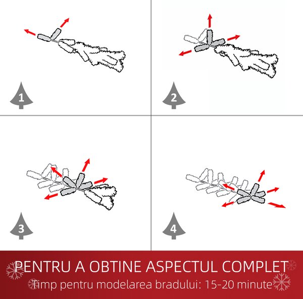 HOMCOM Brad de Crăciun Înzăpezit cu 464 crengi și 28 conuri, Brad Artificial cu Bază Detașabilă, Ø69x150 cm, Verde | Aosom Romania