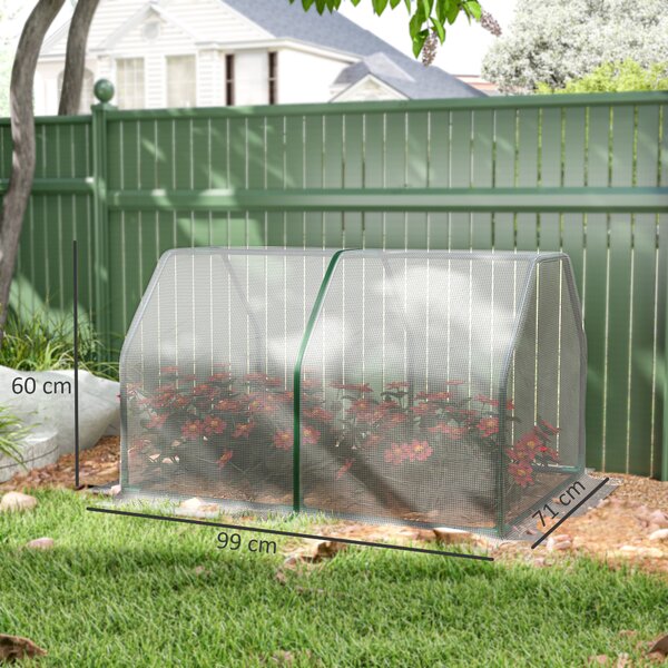 Mini Seră Outsunny pentru grădină și balcon din plastic PE și oțel cu închidere cu fermoar, 99x71x60 cm, de culoare alb transparent | Aosom Romania
