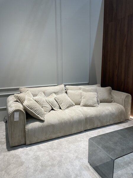 Canapea extensibila king-size, 300 cm lungime, cu lada de depozitare, material velur catifelat raiat, extensia 180/240 cm