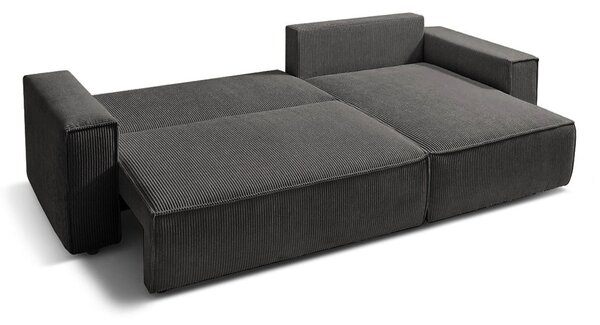 Colțar Extensibil CLOUD, cu ladă de depozitare, șezlong interschimbabil, 275x145x85 cm, Antracit-Zoom / Dreapta