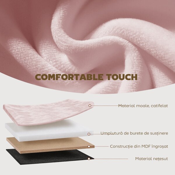 HOMCOM Pouf pliabil cu spațiu de depozitare modern, tapițat cu catifea, 72L, pentru living și dormitor, 76x38x35 cm, Roz | Aosom Romania