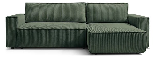 Colțar Extensibil CLOUD, cu ladă de depozitare, șezlong interschimbabil, 275x145x85 cm, Verde-Zoom / Stanga