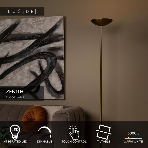 Lampadar LED dimabil Lucide 19791/20/02 ZENITH LED/20W/230V auriu