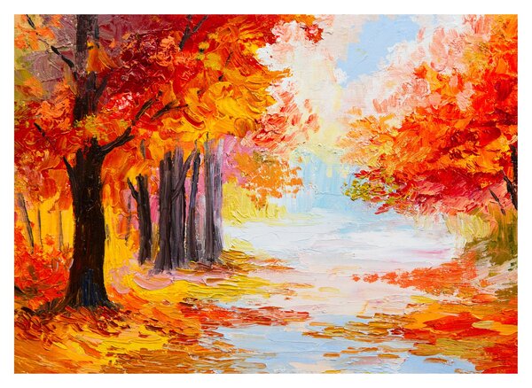 Tablou pe sticlă - Pictura, toamna colorată (70x50 cm)