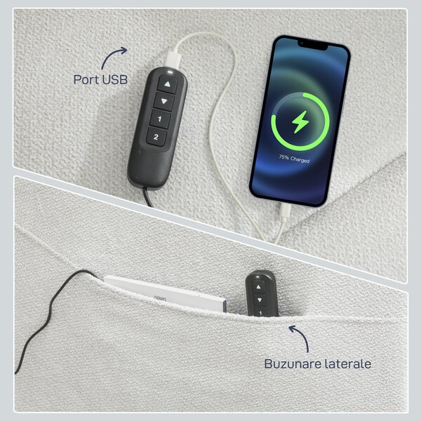 HOMCOM Fotoliu Electric Reclinabil 150° cu Suport pentru Picioare, Șezut Larg, Fotoliu Reclinabil Silențios, Port USB, Funcție Memorie, Telecomandă, din Catifea, pentru Living, Bej | Aosom Romania