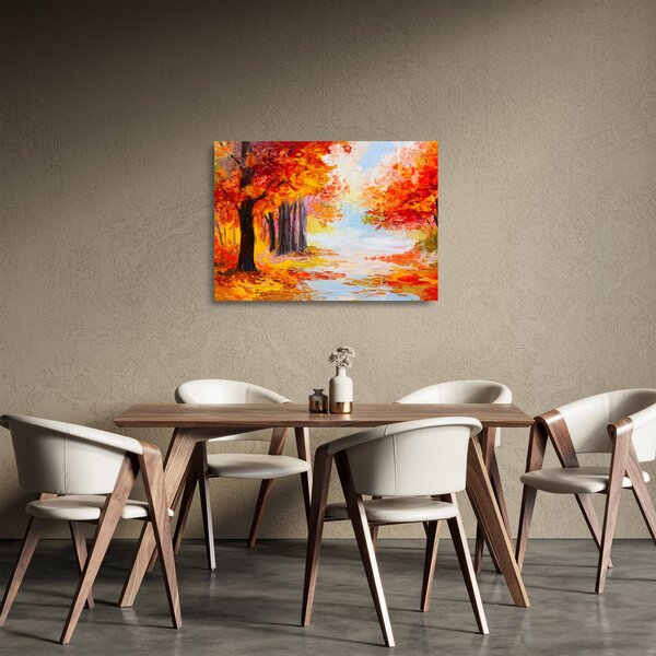 Tablou pe sticlă - Pictura, toamna colorată (70x50 cm)