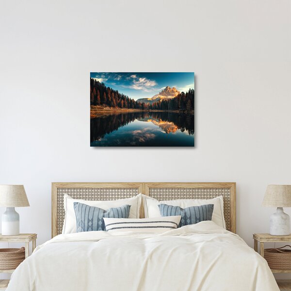 Tablou pe sticlă - Alpi, Italia, Dolomiți, Lago Antorno (70x50 cm)