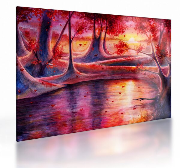 Tablou pe sticlă cu pădurea fermecată (70x50 cm)