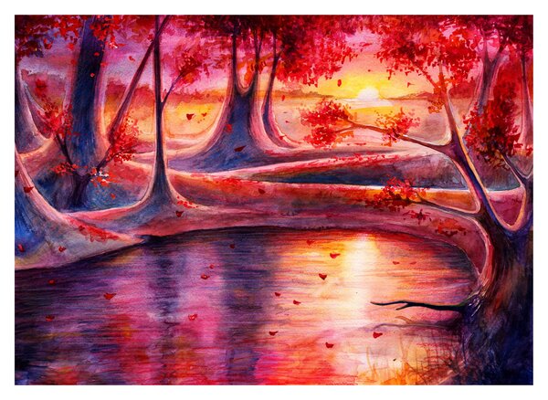 Tablou pe sticlă cu pădurea fermecată (70x50 cm)