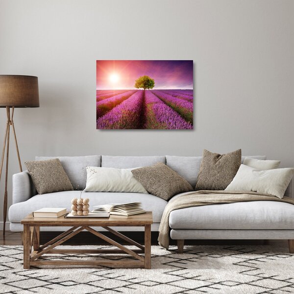 Tablou pe sticlă câmp cu lavandă (70x50 cm)
