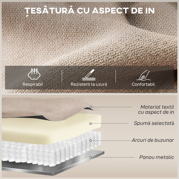 HOMCOM Fotoliu Rabatabil Manual cu Pernă Groasă, Suport pentru Picioare, 85x93x105cm, Bej | Aosom Romania