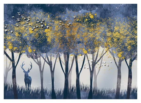 Tablou pe sticlă cerbul în pădure (70x50 cm)