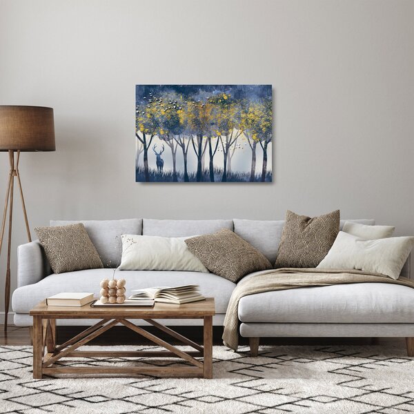 Tablou pe sticlă cerbul în pădure (70x50 cm)
