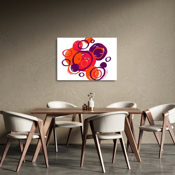 Tablou pe sticlă - Motiv cercuri în culori calde (70x50 cm)