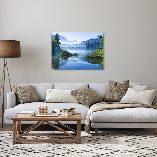 Tablou pe sticlă cu lac montan (70x50 cm)