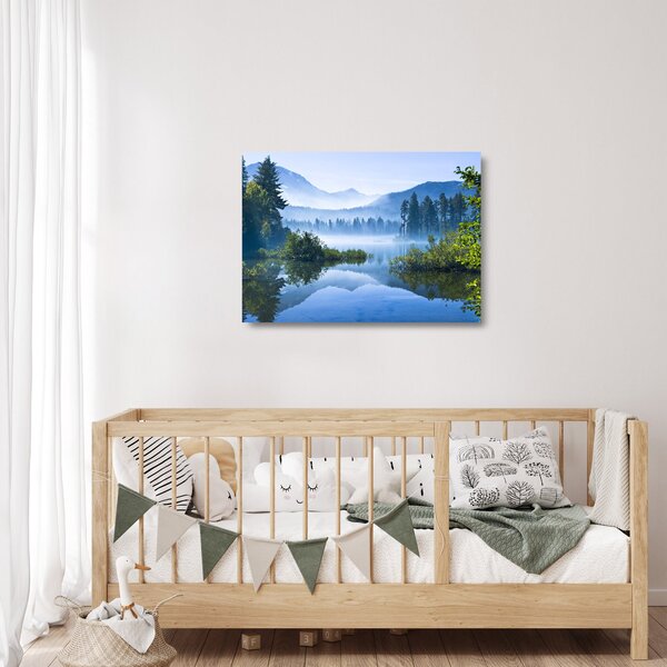 Tablou pe sticlă cu lac montan (70x50 cm)