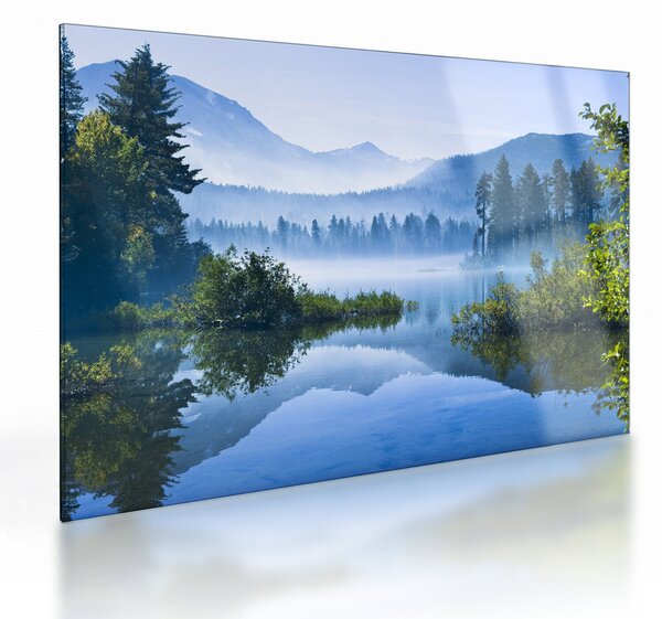 Tablou pe sticlă cu lac montan (70x50 cm)