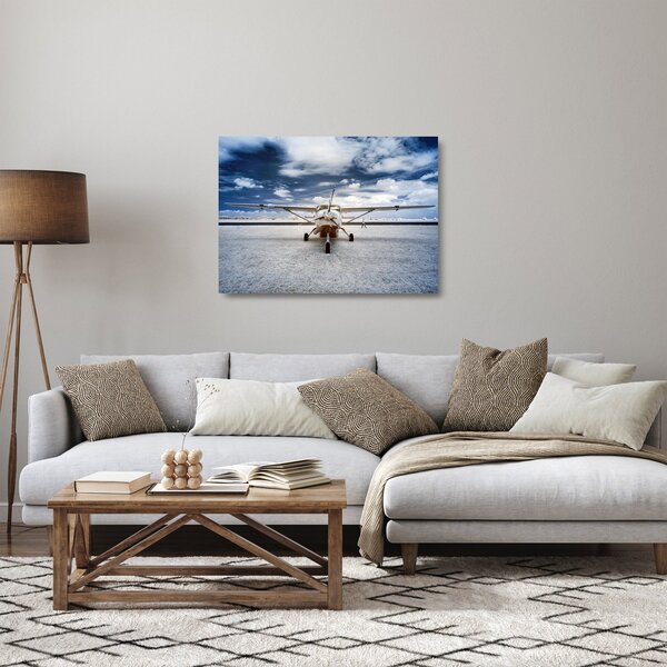Tablou pe sticlă cu aeroplan cu motor (70x50 cm)